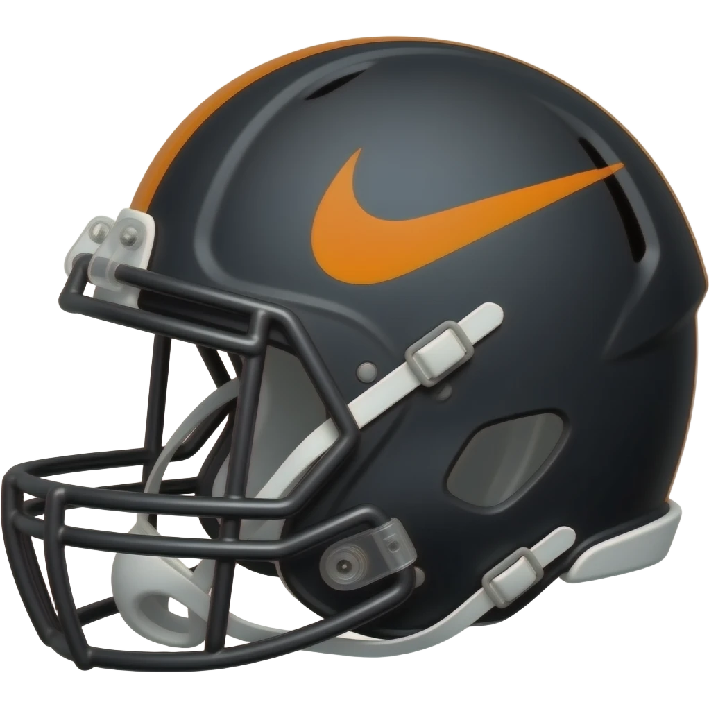 Nike football black helmet orange logo on side, other side emoji