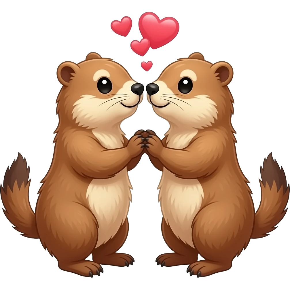 2 marmottes avec bisous et cœur cœur emoji
