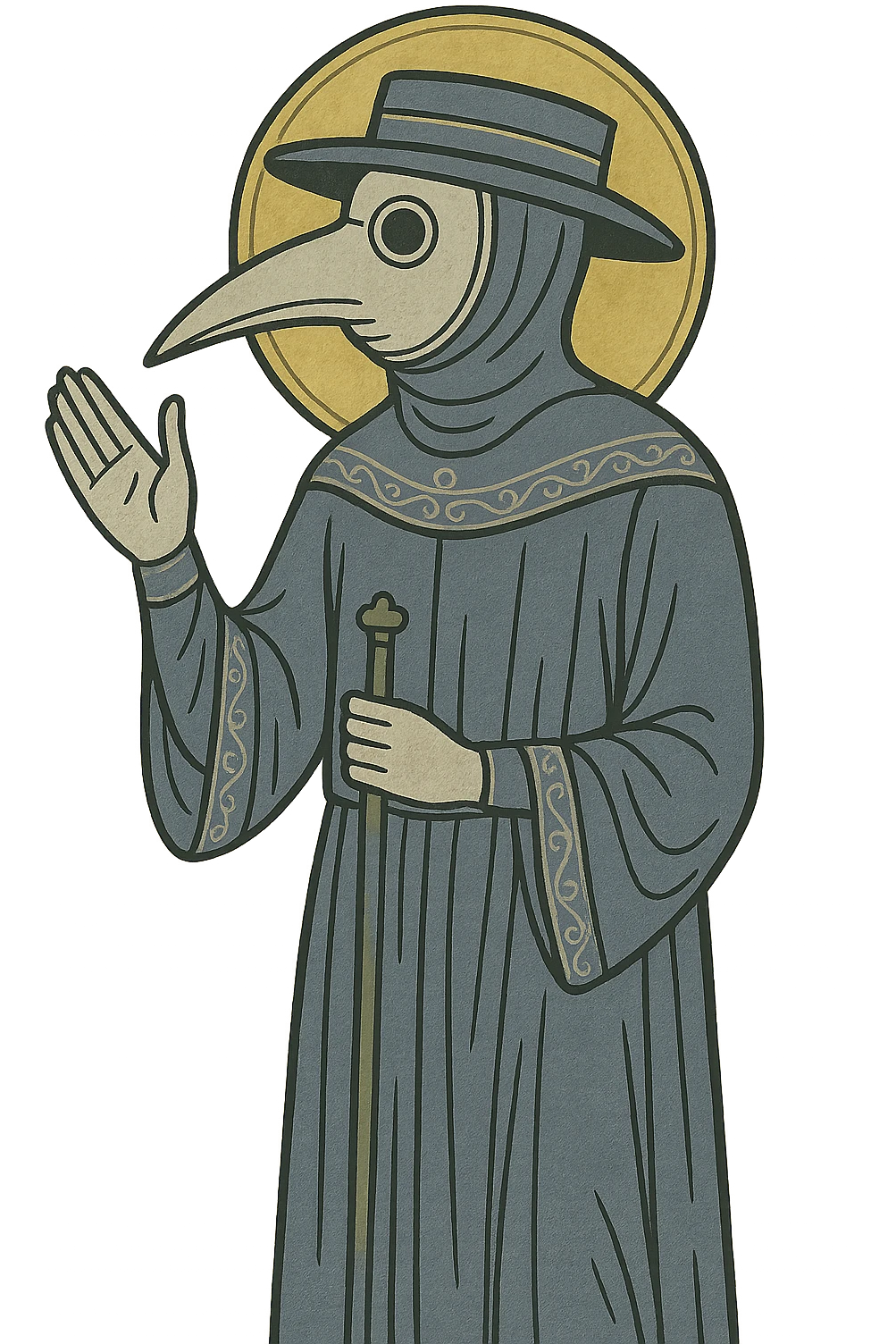 Remove background, keep only the medieval doctor in plague mask, transparent background. emoji