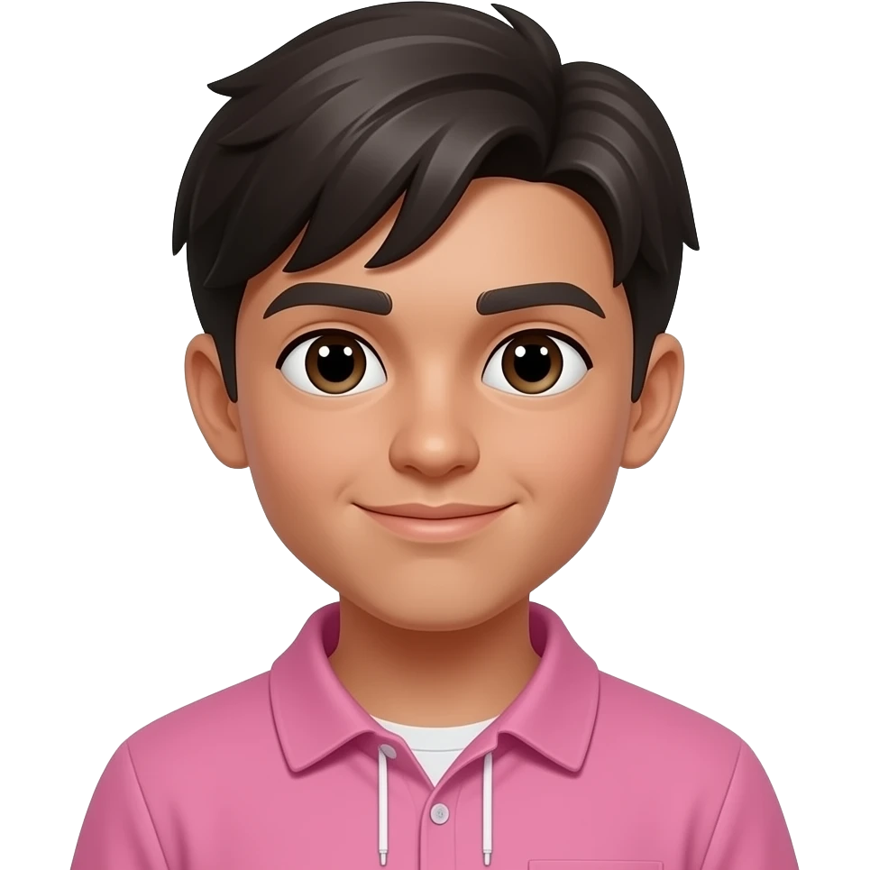 quero uma jovem estudante de direito com o cabelo curto escuro, faça ela um pouco parda, mas não tanto e usando roupas rosas emoji