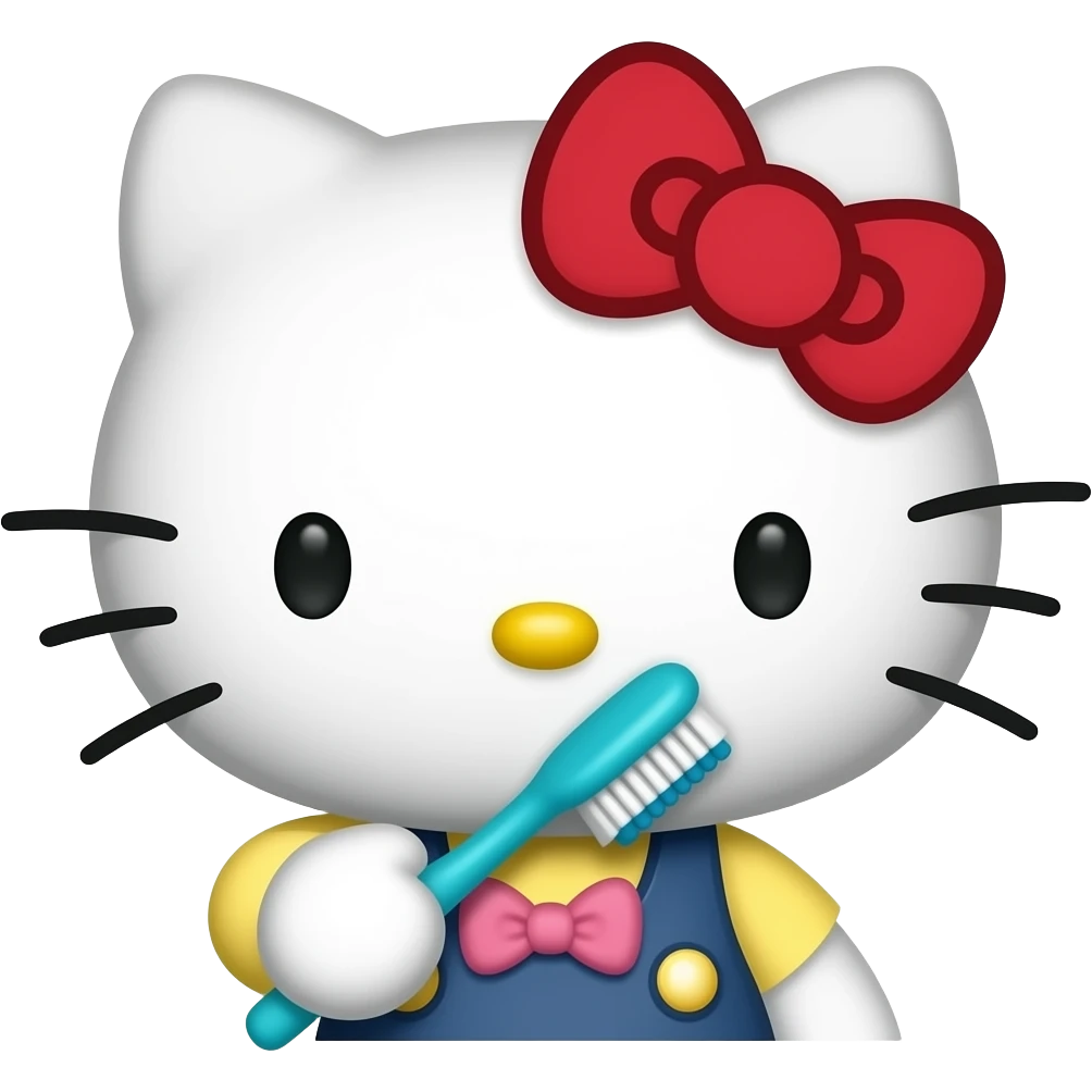 hello kitty brushing teeth emoji