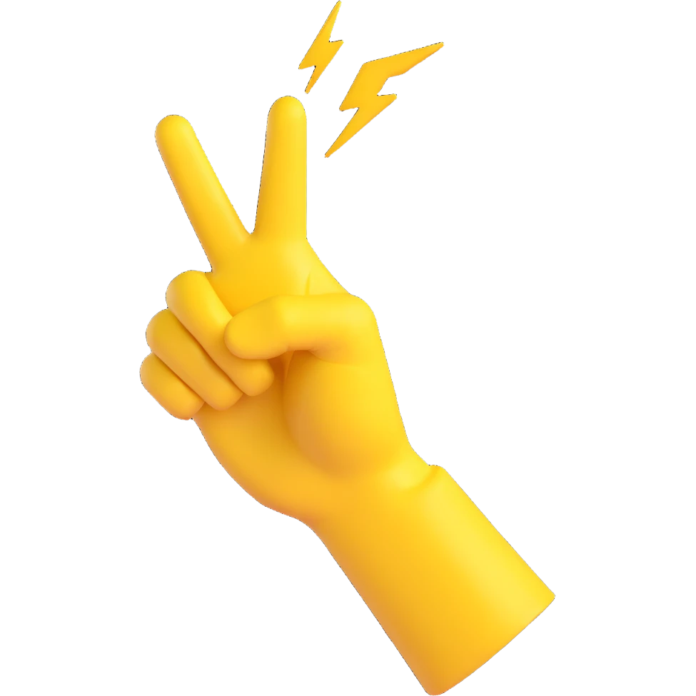 yellow hand making the 'OK' gesture with a lightning bolt on the back, 3D emoji style emoji