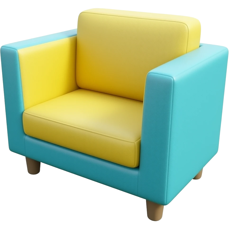 yellow blue Floor seating with cushions, transparent background inspired by barbie colour pallete emoji