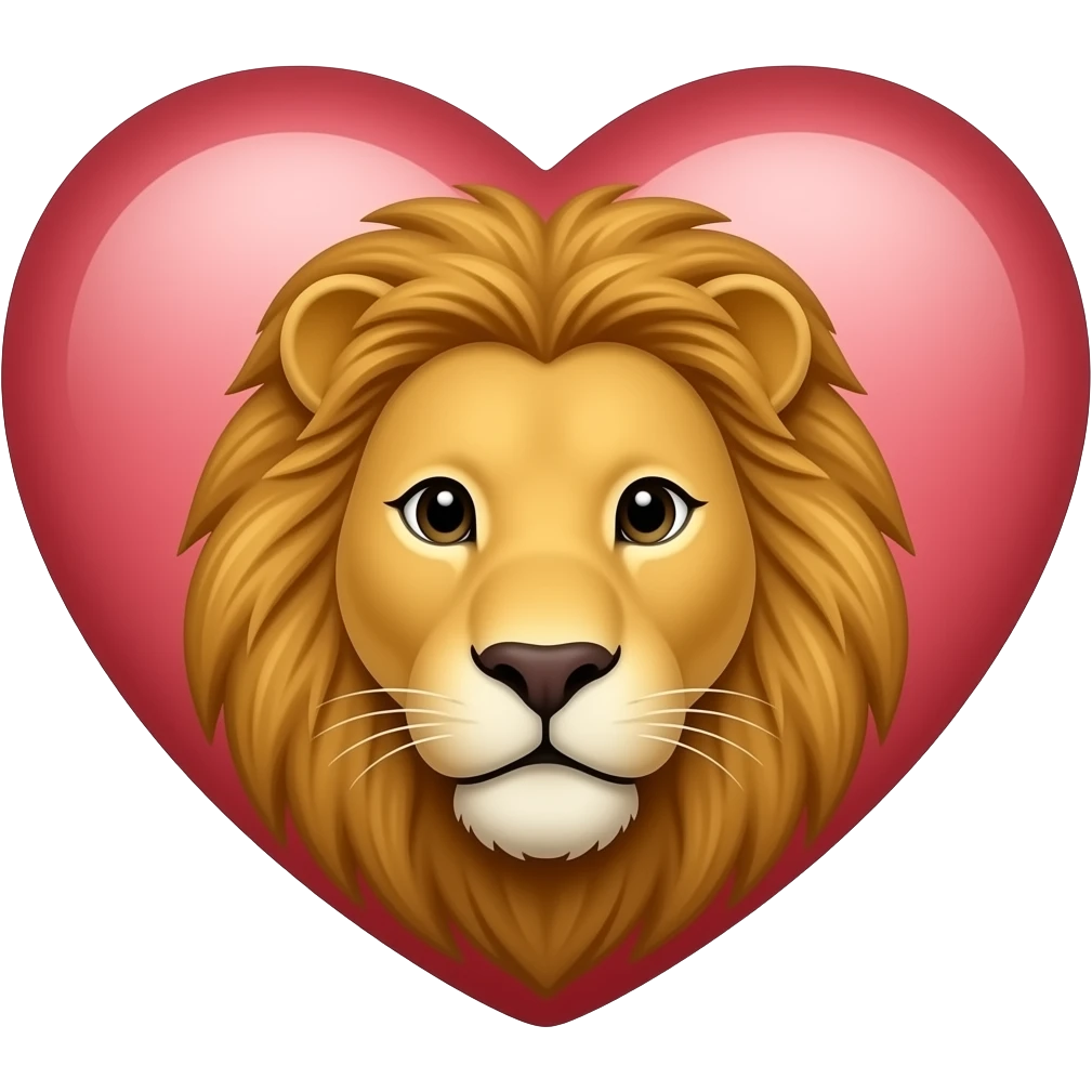 Cara León dentro de corazón emoji