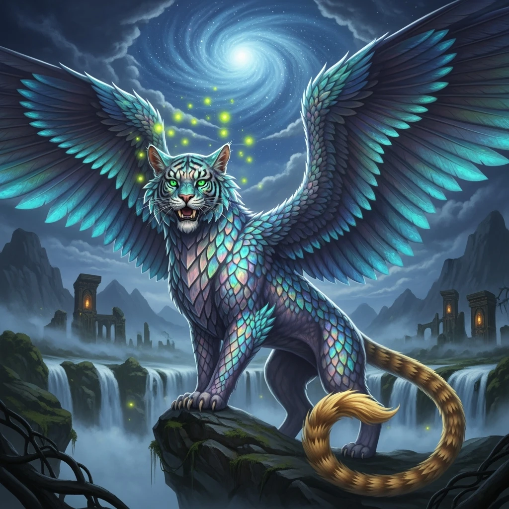 make a hyper realistic mythical cat creature with great detail emoji