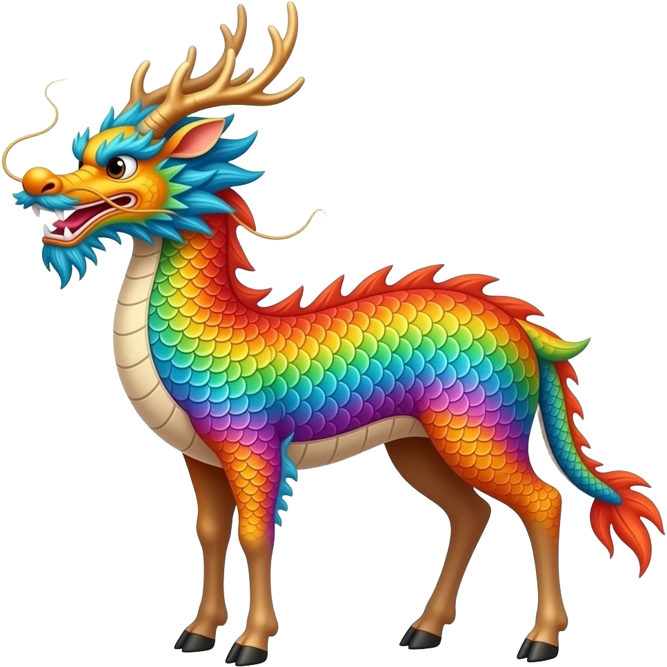 Rainbow Chinese dragon deer hybrid emoji