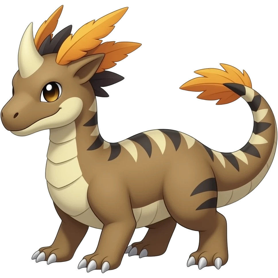 Raptorik scaley feathery horned Amaura-Aurorus-ExVeemon-WereGarurumon-Pokémon-Fakémon-hybrid-fusion-creature, full body emoji