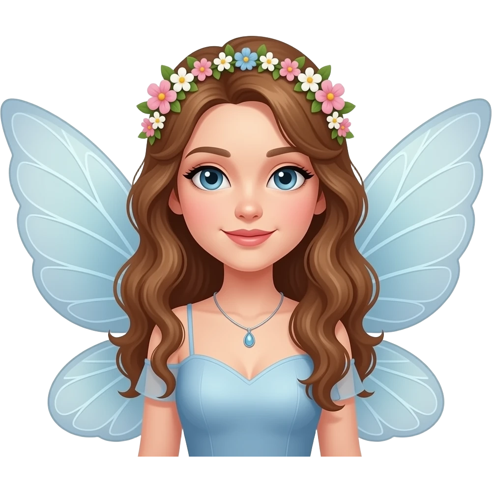 fairy with flower tiara and big wings emoji