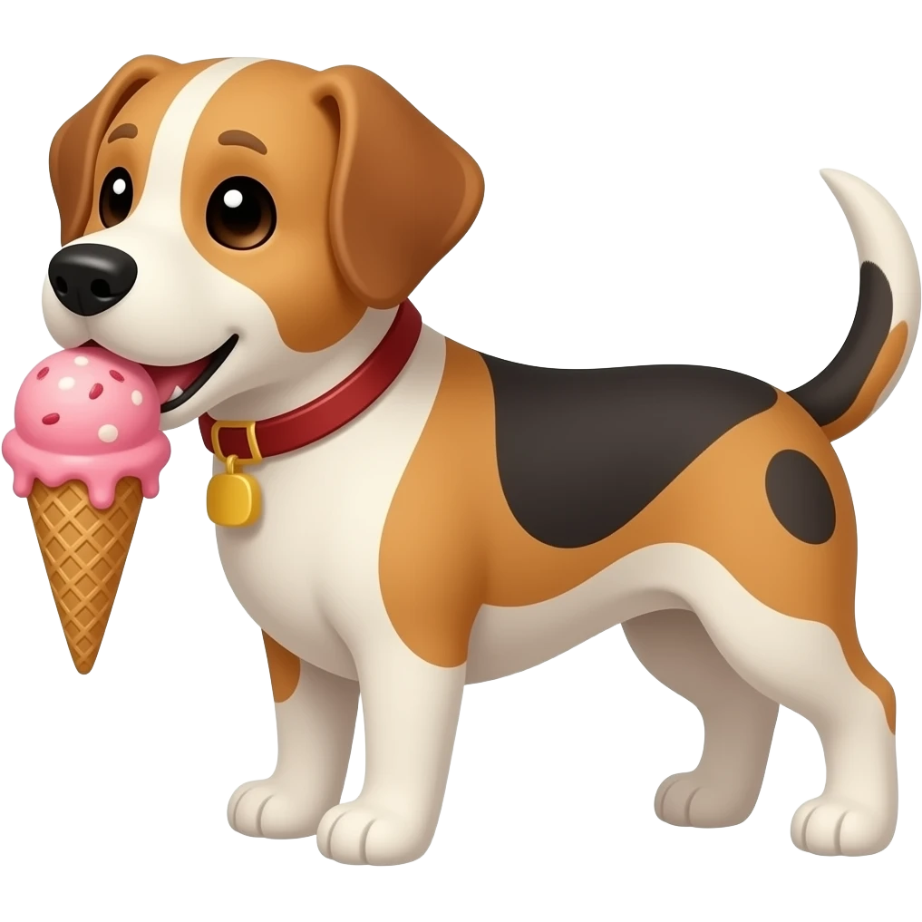 A dog eating ice cream emoji