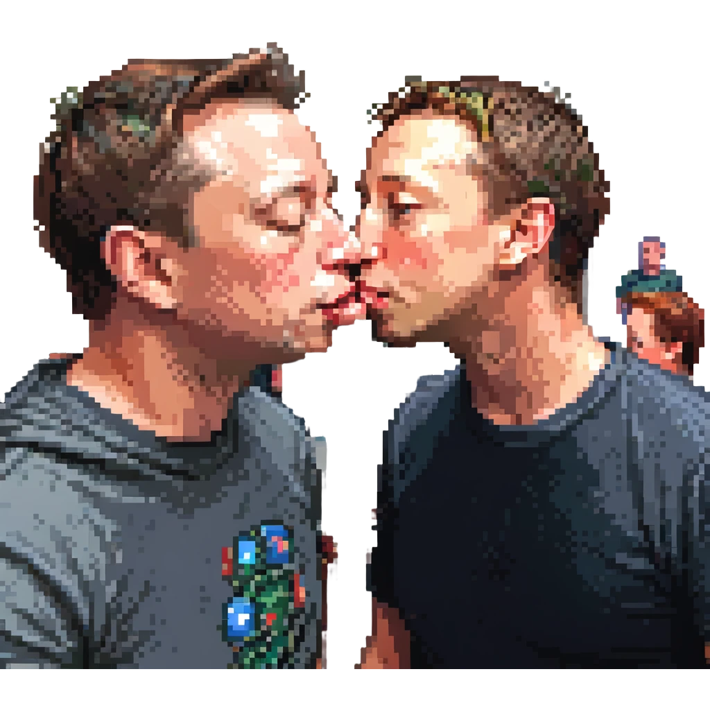 Elon Musk and Mark Zuckerberg kissing emoji