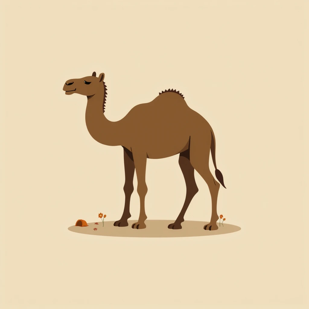 Flat design style camel emoji