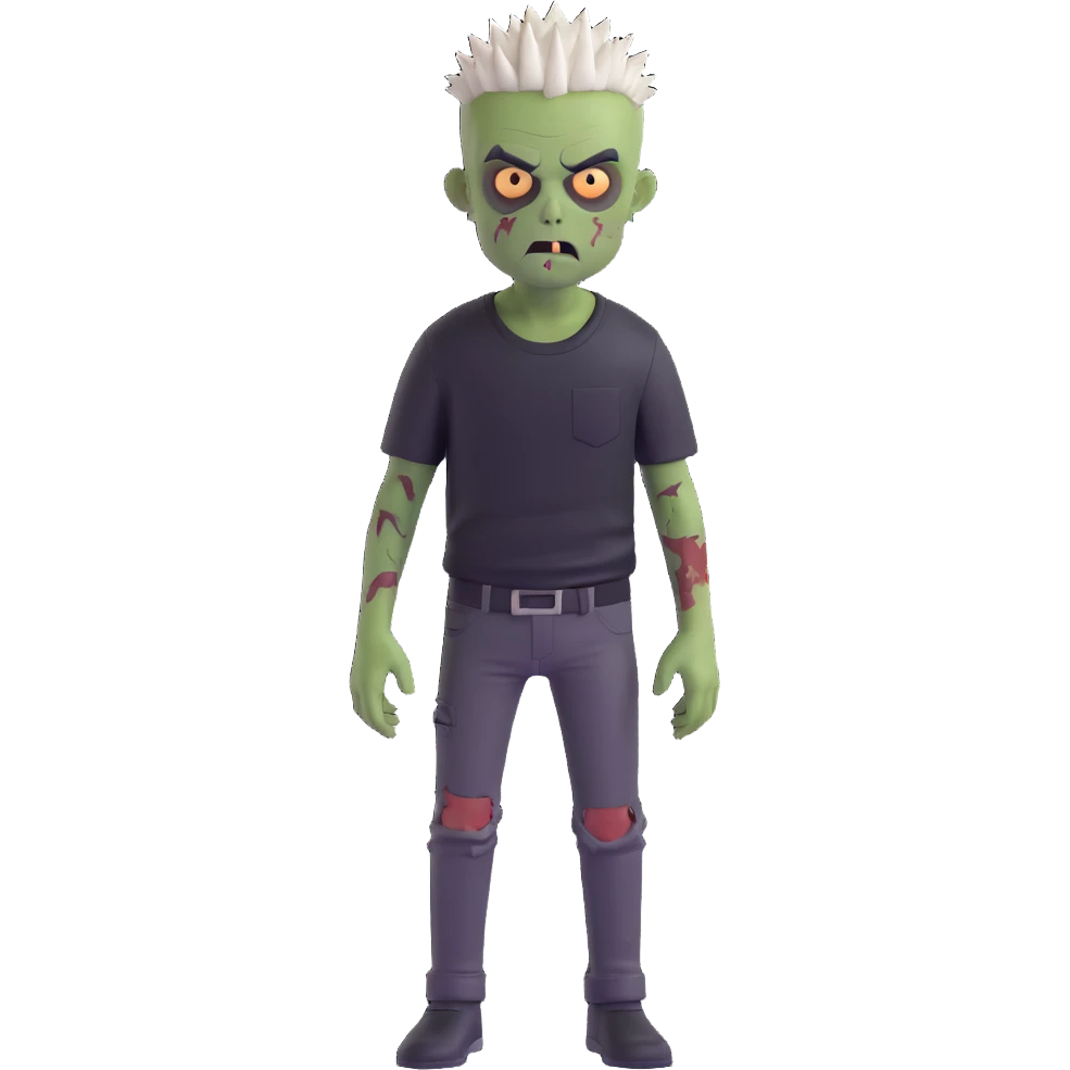 zombie boy with spiky emo hair and black shirt emoji