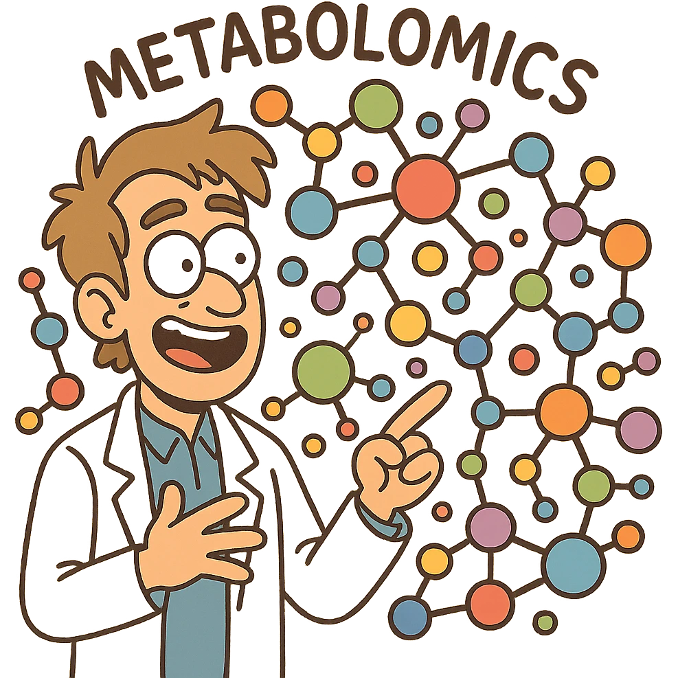 colorful network of molecules representing metabolomics emoji