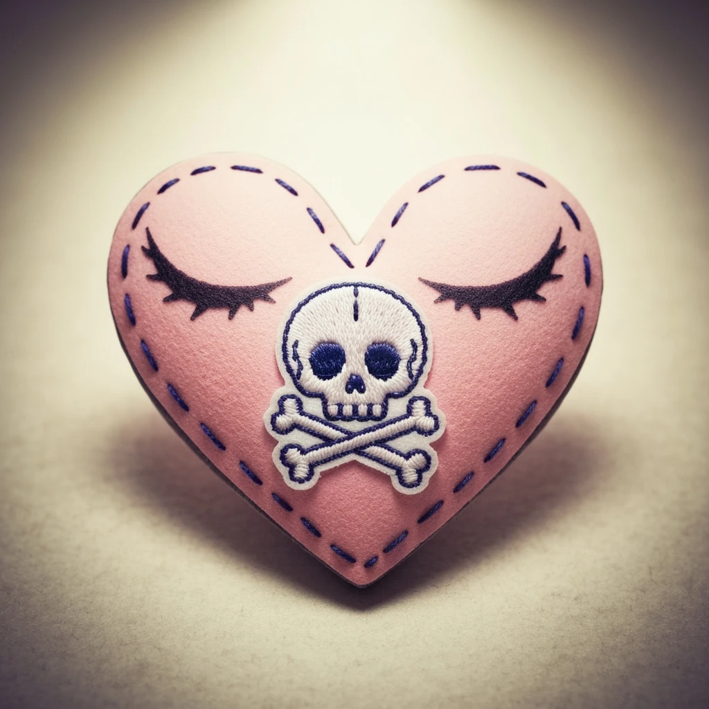 cute emo heart with a stitched patch emoji