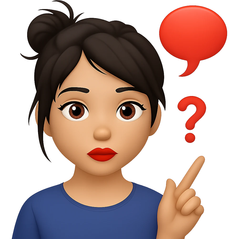 Make her skin color darker and ensure she has only one bun in her messy black hair, keep the style and all other features the same, with no background. Maintain the original style and details faithfully. emoji
