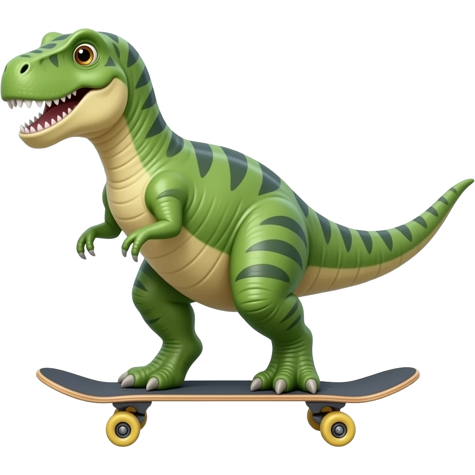 Dinosaur on a skateboard emoji