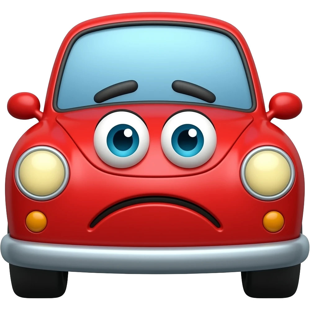 Cartoon red sad car emoji