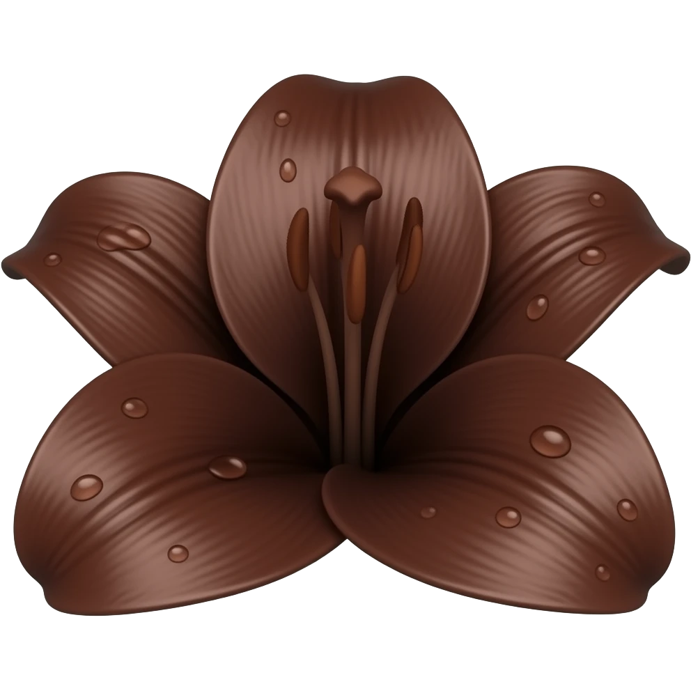 A dark brown flower with lily petals emoji