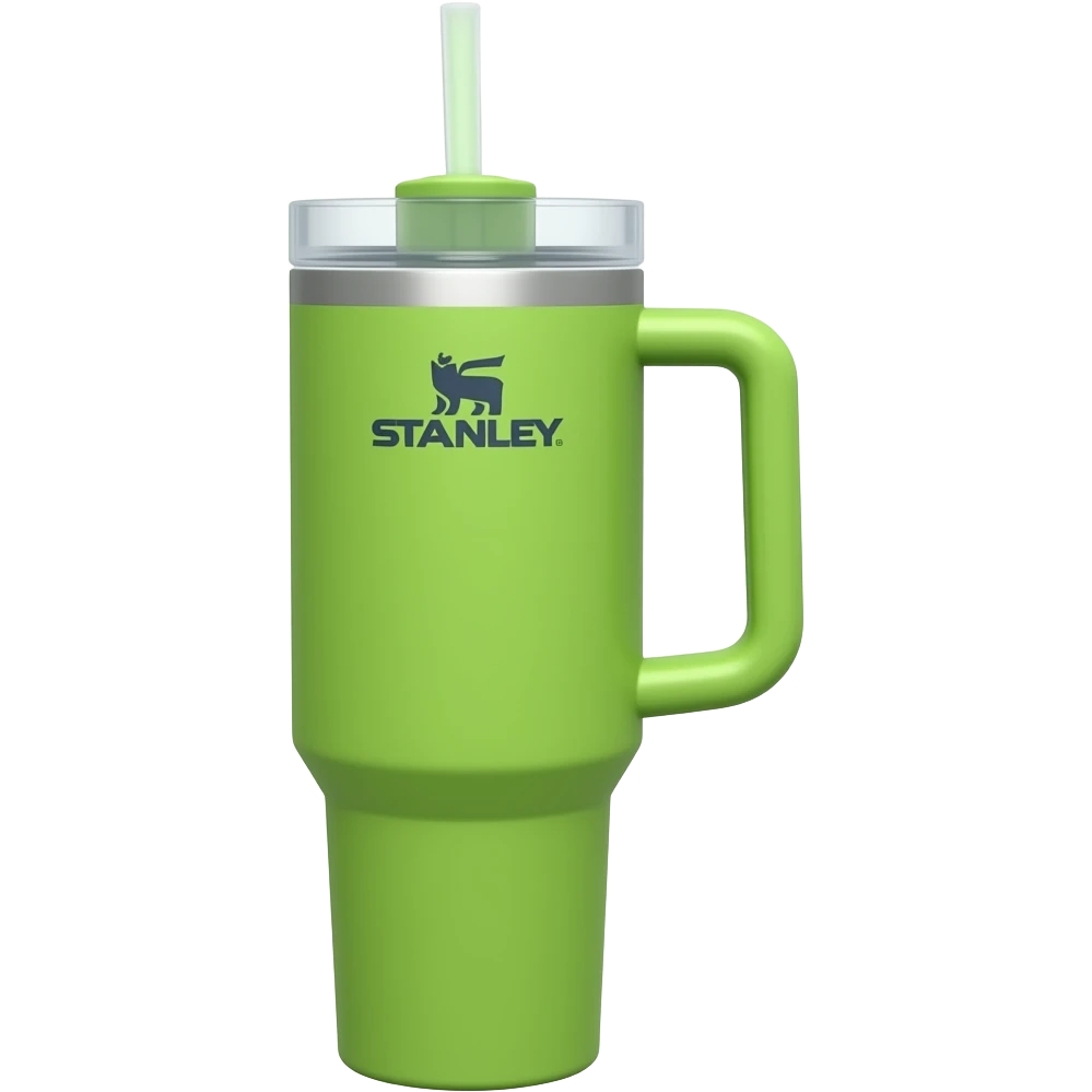 Bright green Stanley with straw emoji