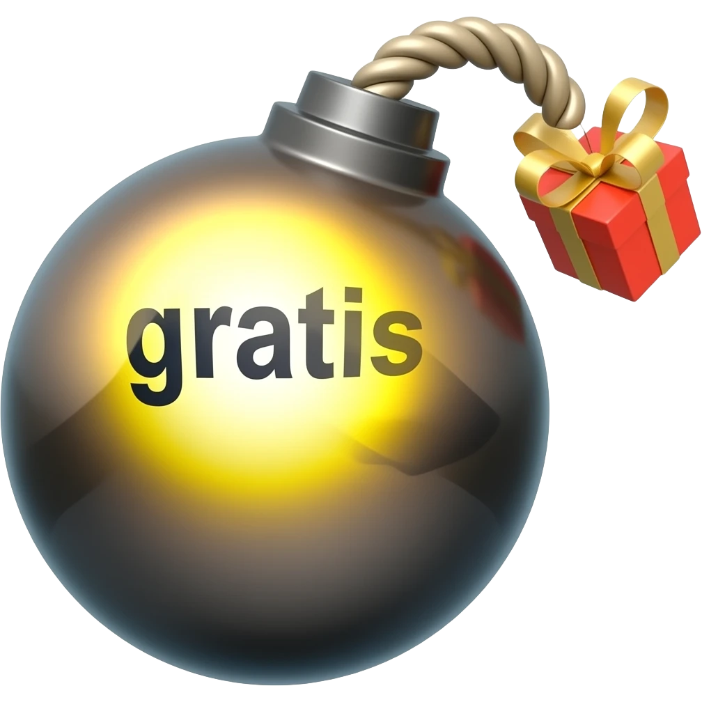 guift bomba proyectada con la palabra "gratis" emoji