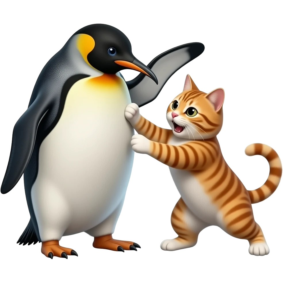 Penguen ile kedinsilah ile savaşıyor emoji