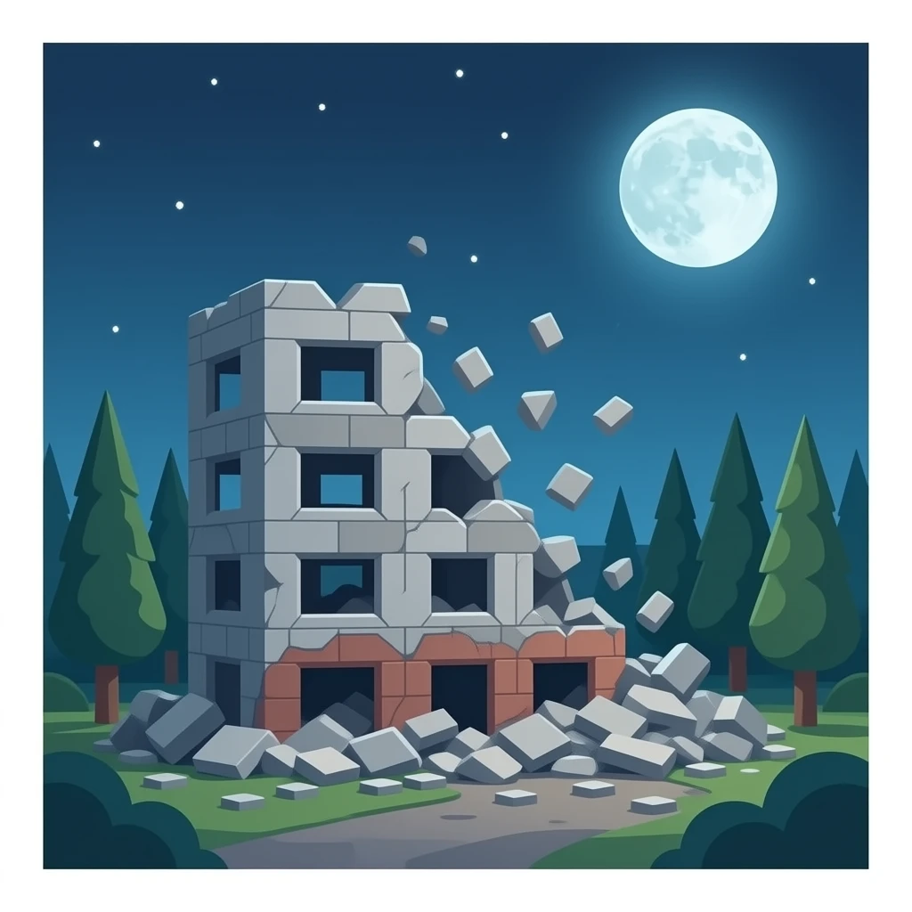 a building colapsing emoji