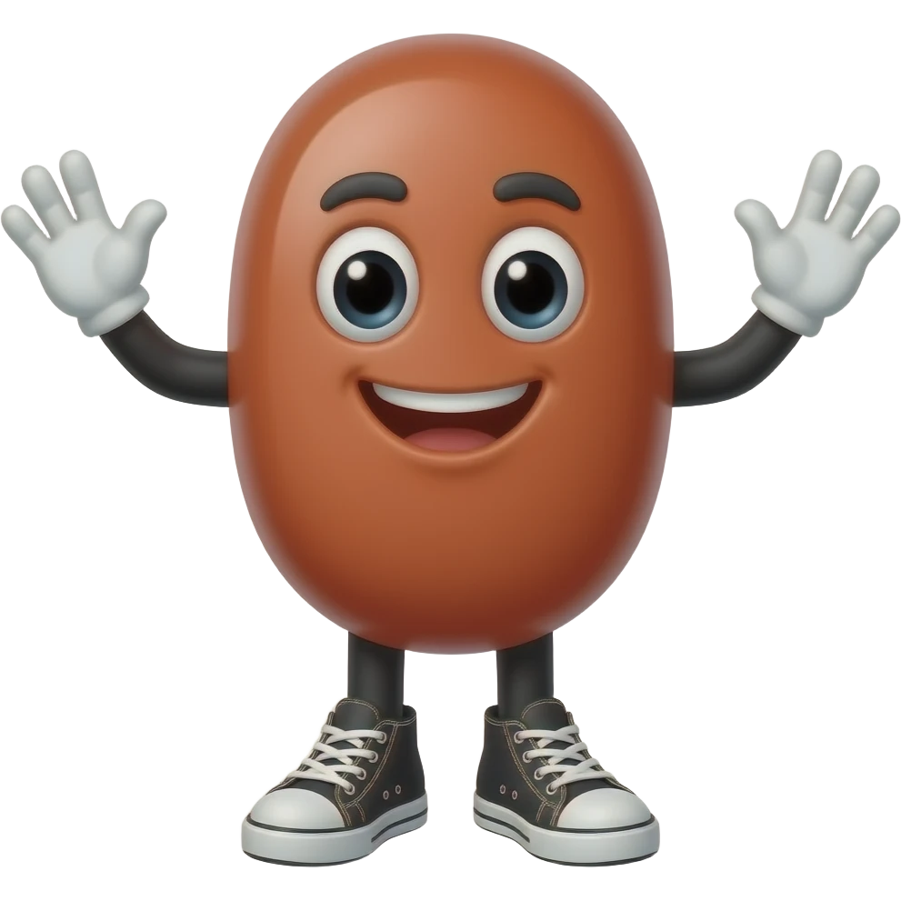 An anthropomorphic jelly bean with arms and legs, wearing sneakers emoji