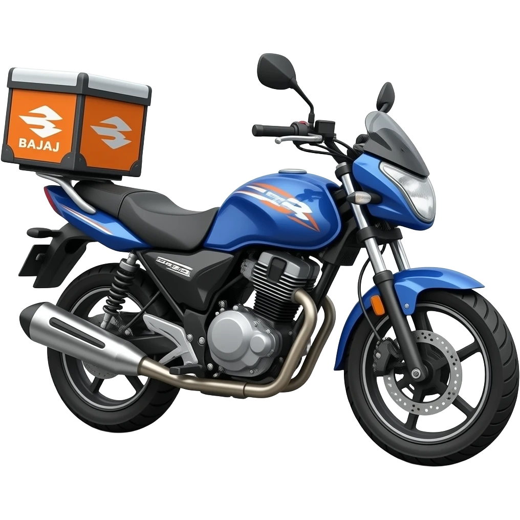 A Bajaj Boxer motorcycle with a delivery box beside it emoji