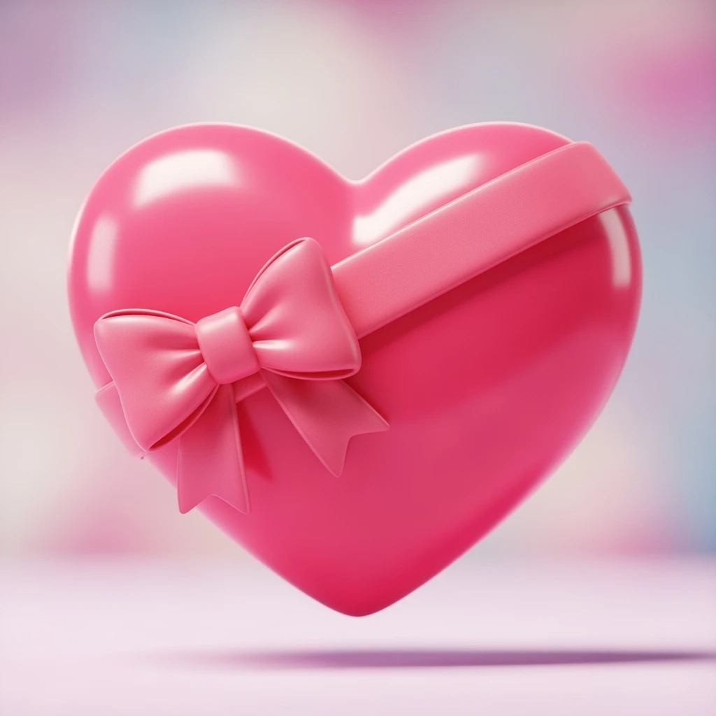 pink heart emoji, cute, shiny, with a bow emoji