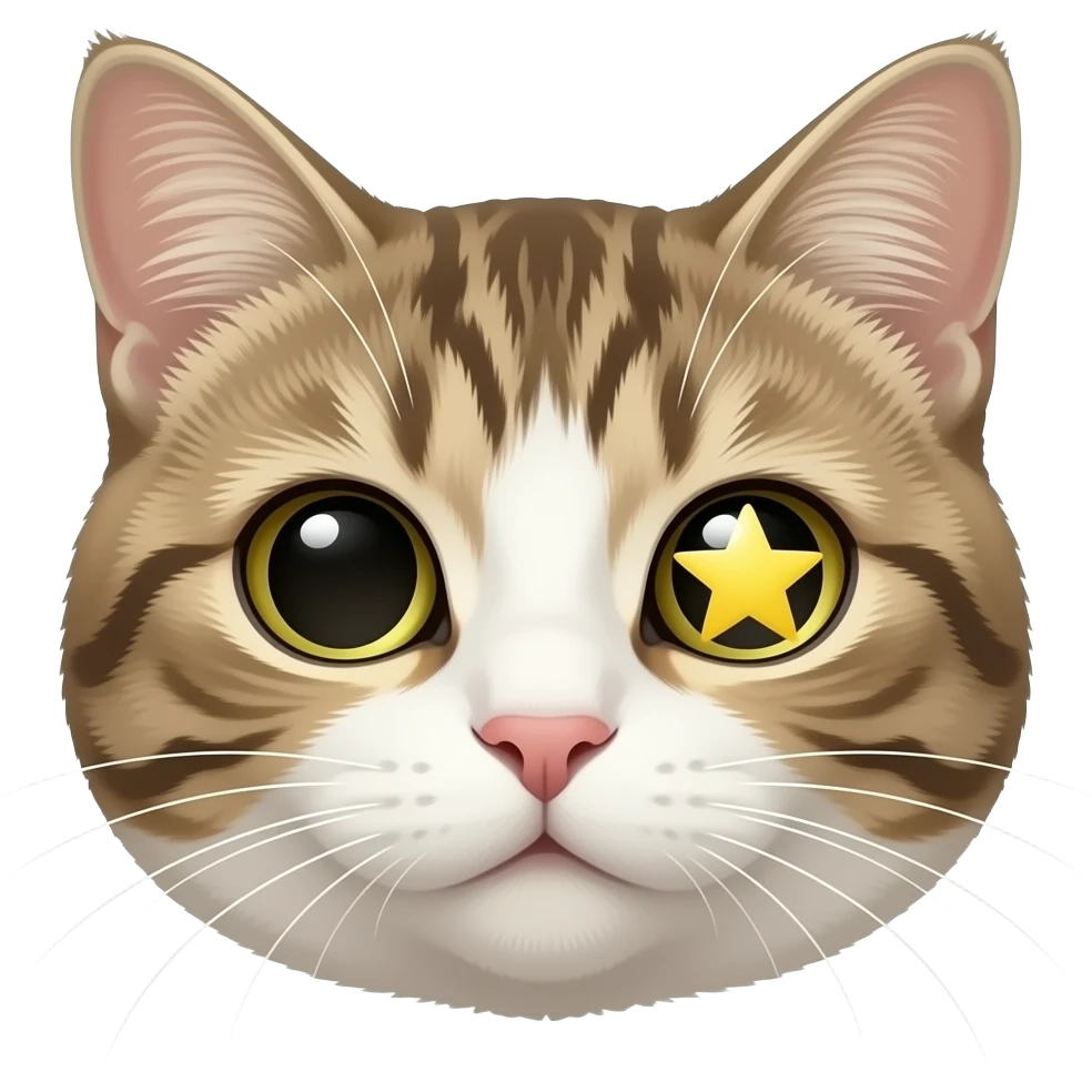 Has un emoji que sea un gato 😺 así y en los ojos ponle una estrella amarilla emoji