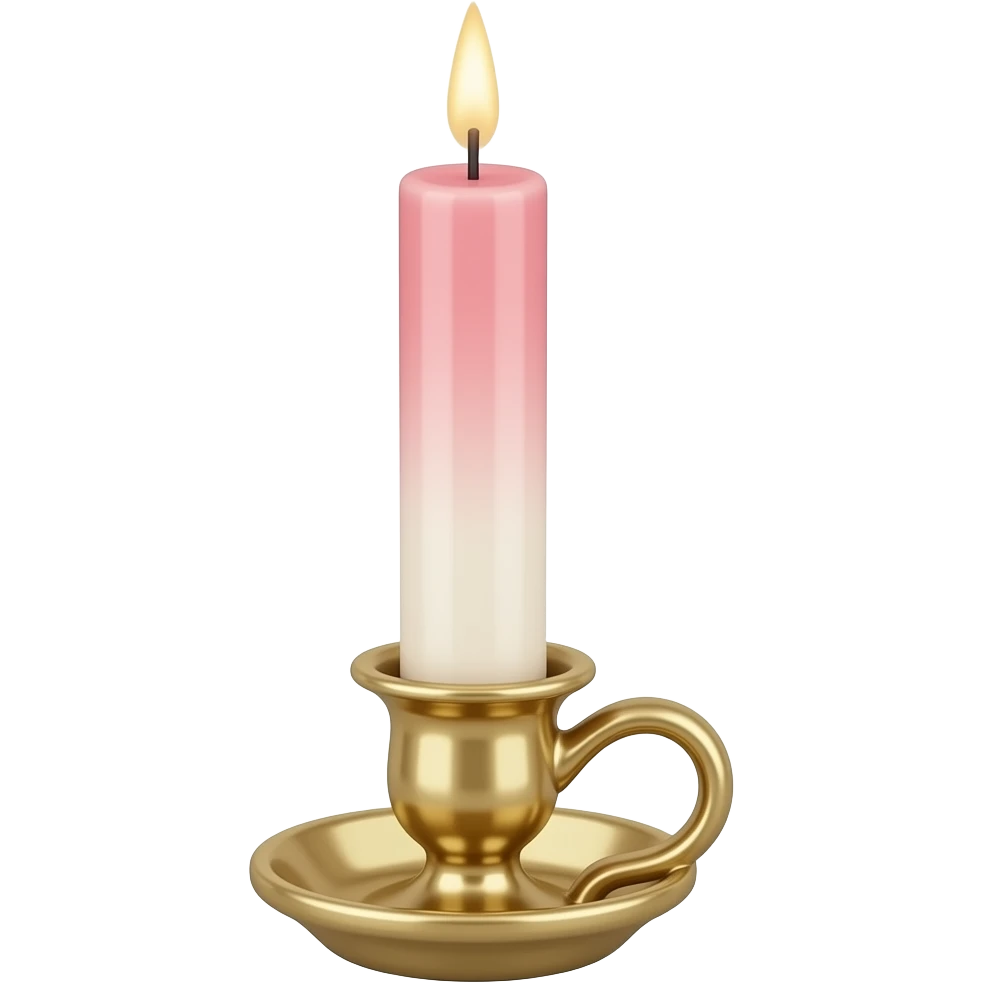 elestial glossy soft smooth Thin tall neat petite cute slim dainty narrow Pastel Reddish-pinkish-gradient vintage candle in a tiny narrow gold and white candleholder emoji