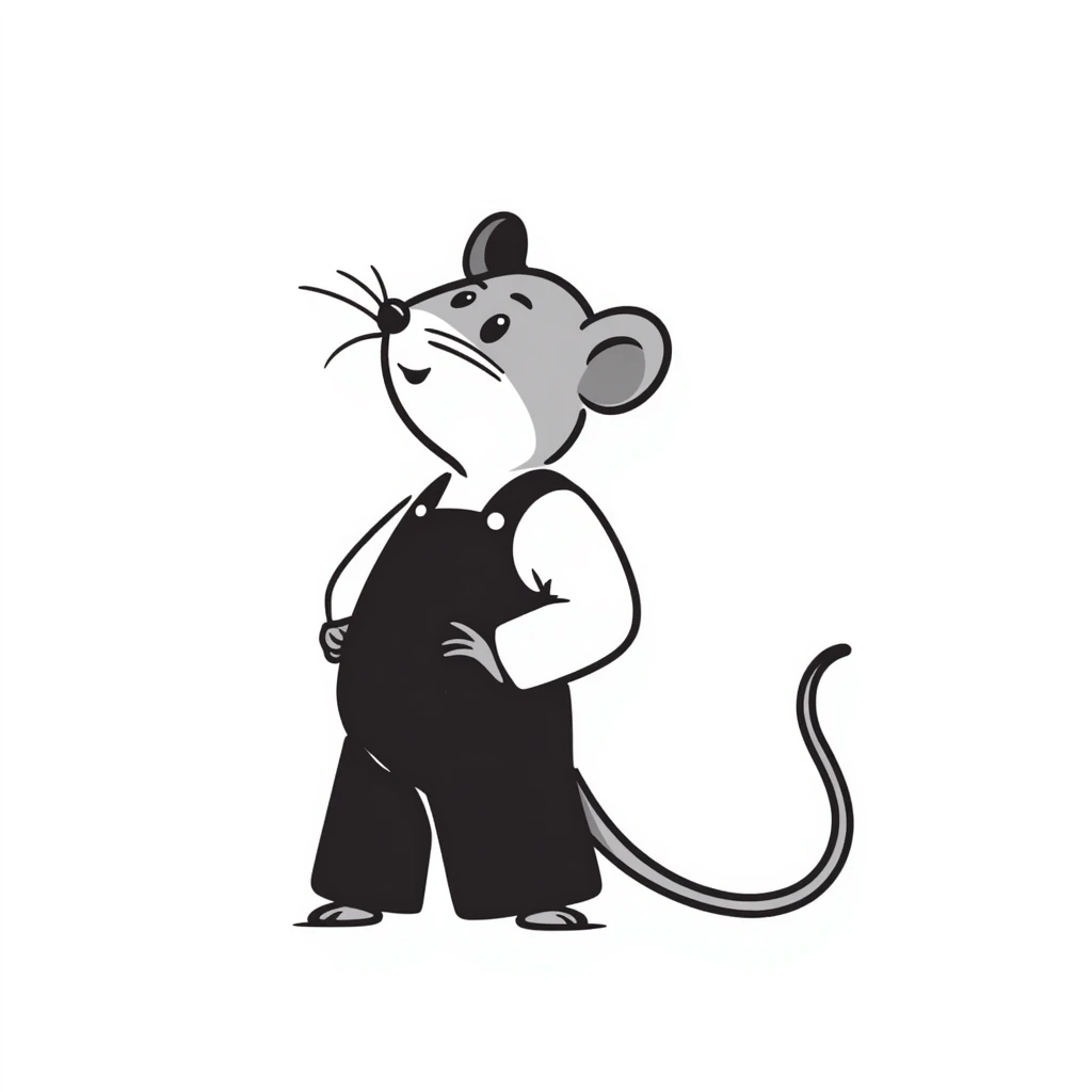 Simple hand-drawn mouse with whiskers and a long tail emoji