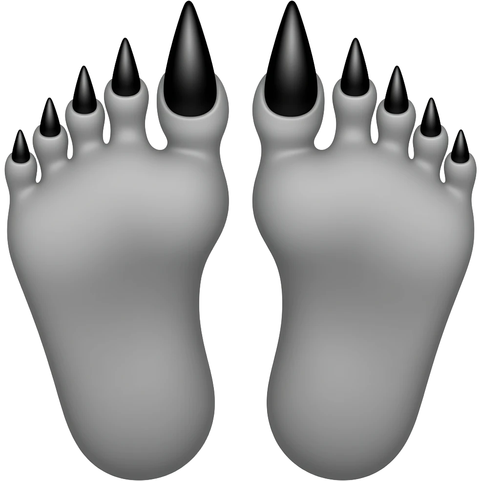 Gray feet with long black toenails emoji