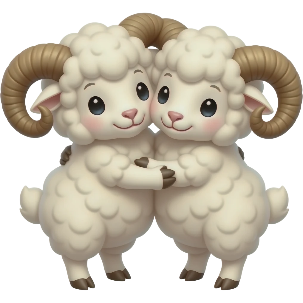 Two cute rams with horns hugging emoji