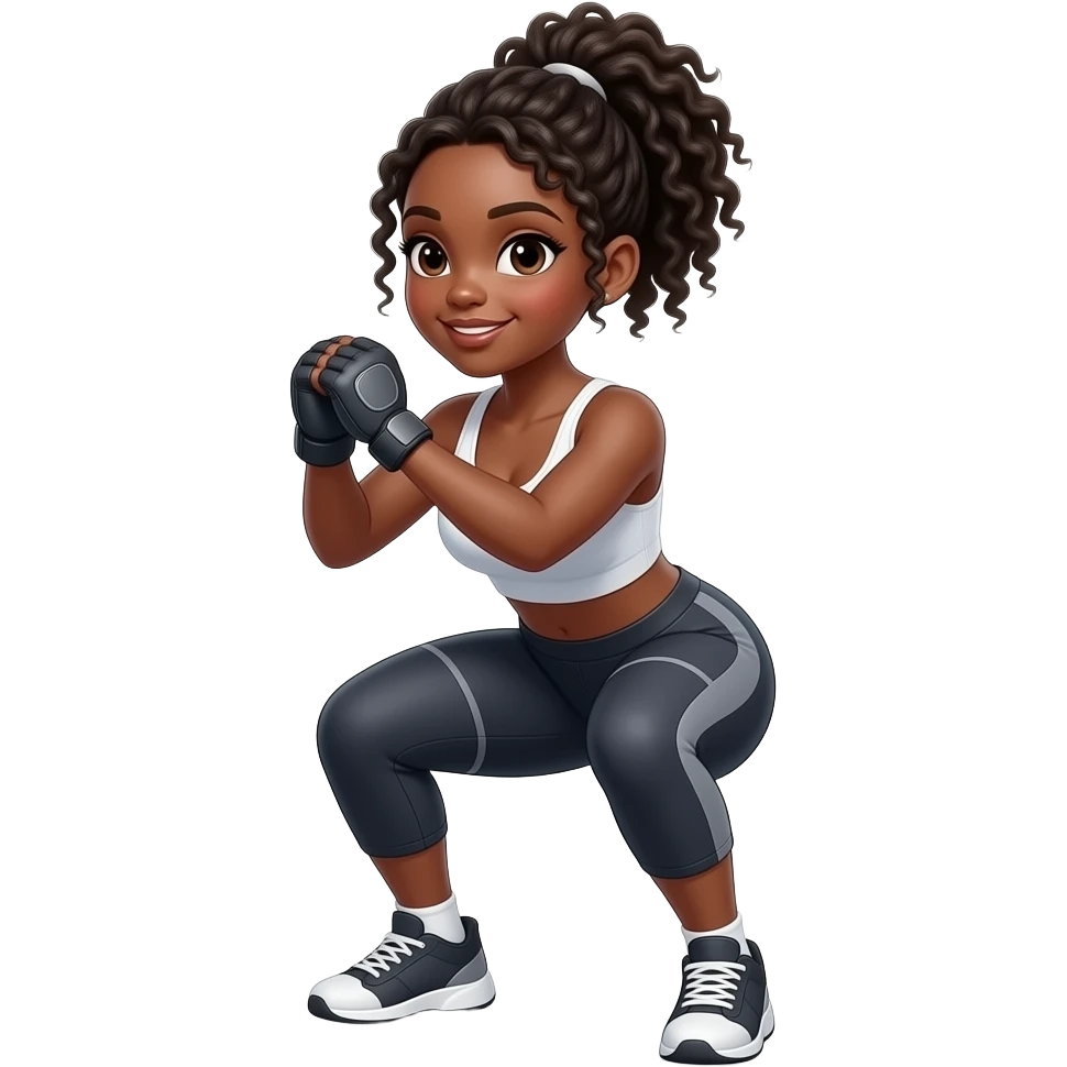 Black girl doing squats emoji