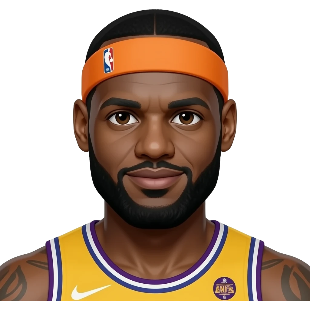 lebron james with orange hair band emoji