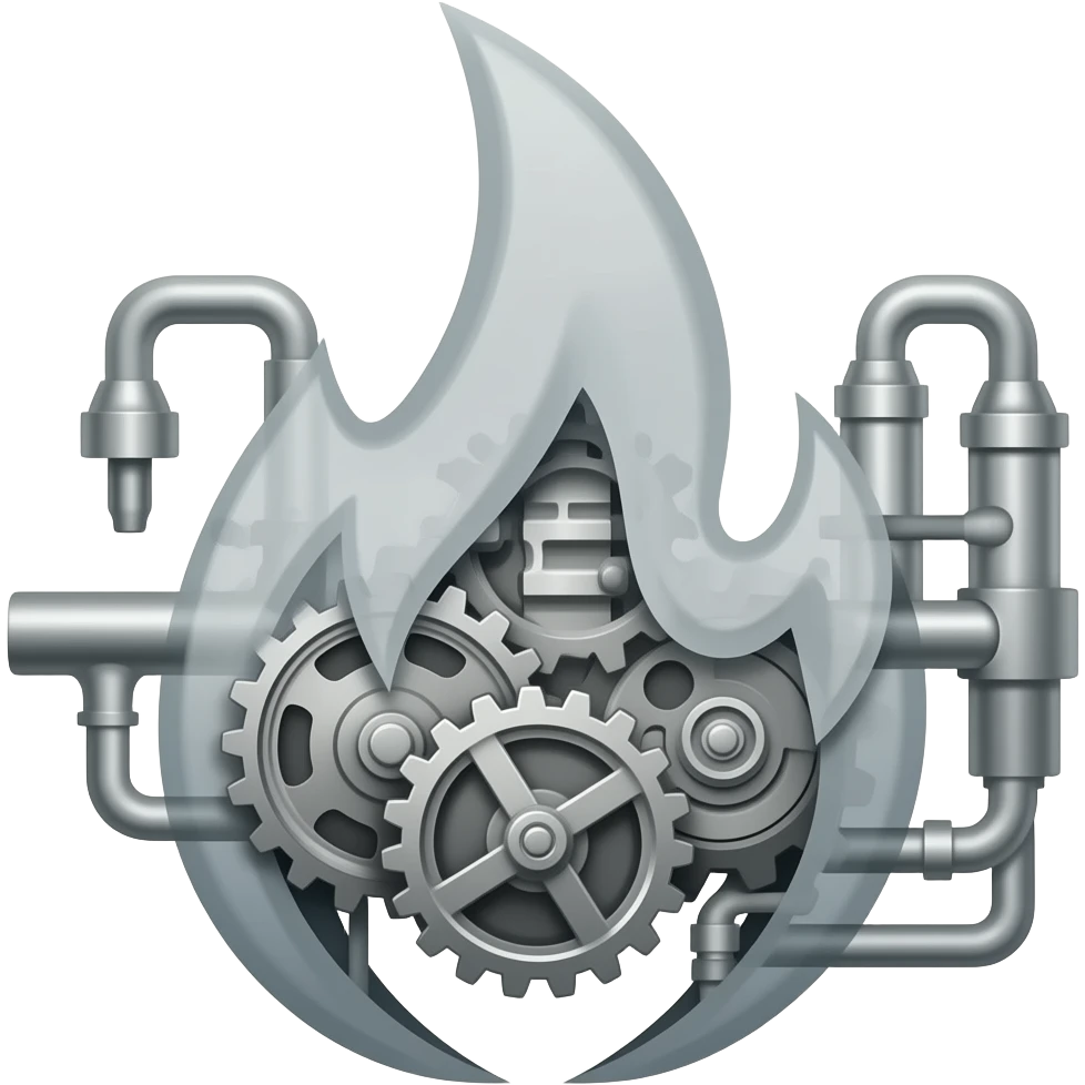 gray flame with some mechanical elements emoji