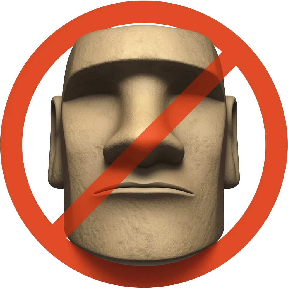 Moai statue face saying “no.” emoji