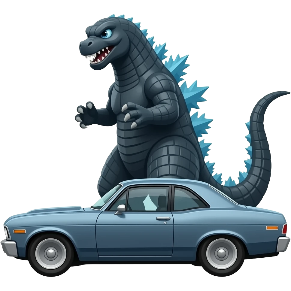 GODZILLA DRIVING CHEVY II NOVA emoji