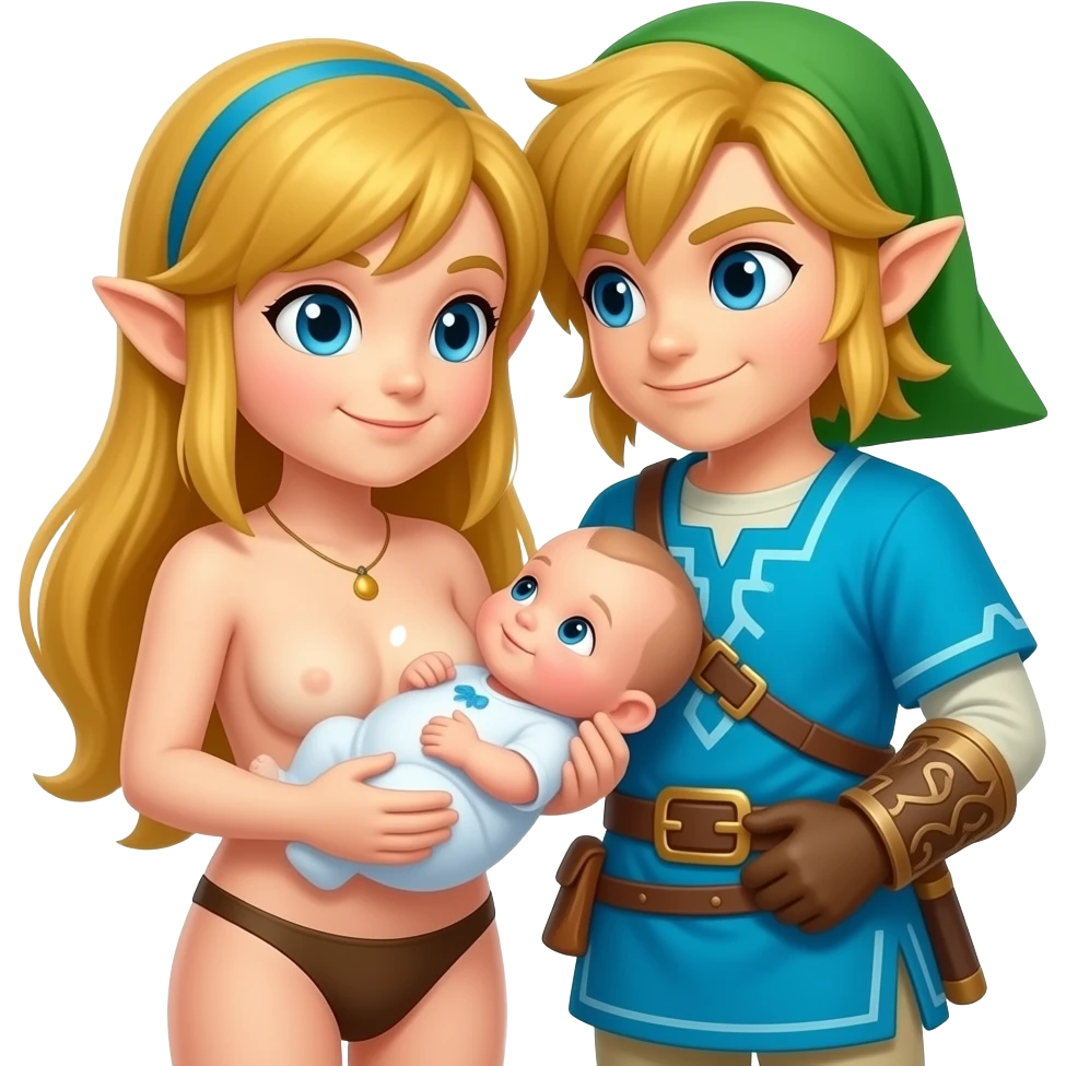 Zelda toute nue avec link lui aussi nue il font un bébé emoji