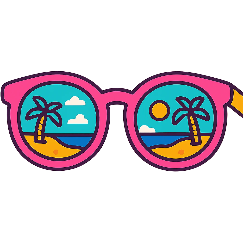summer sunglasses with reflection of the beach modern fun style emoji