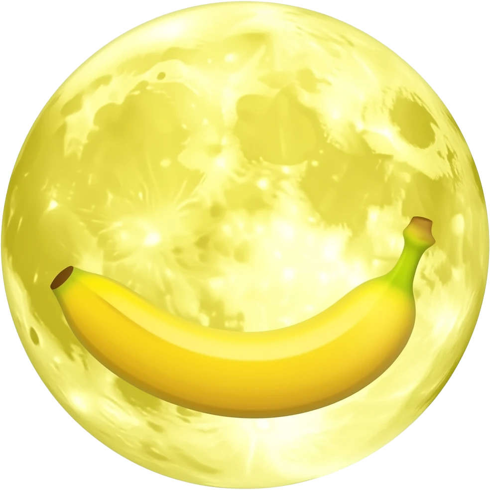 The emoji depicts a smiling full yellow moon as a banana inscribed within a round moon. emoji
