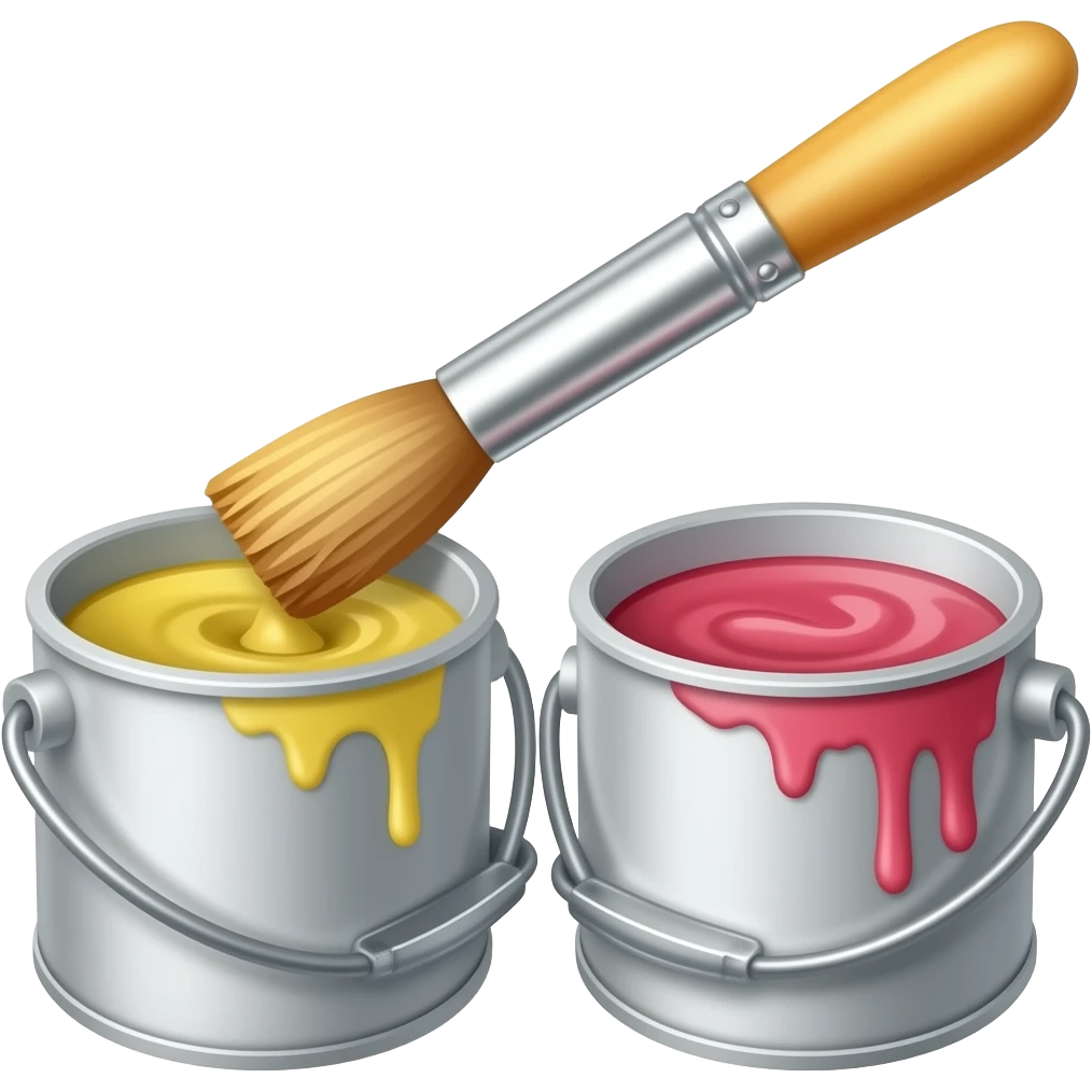 potecitos de pintura con pincel emoji