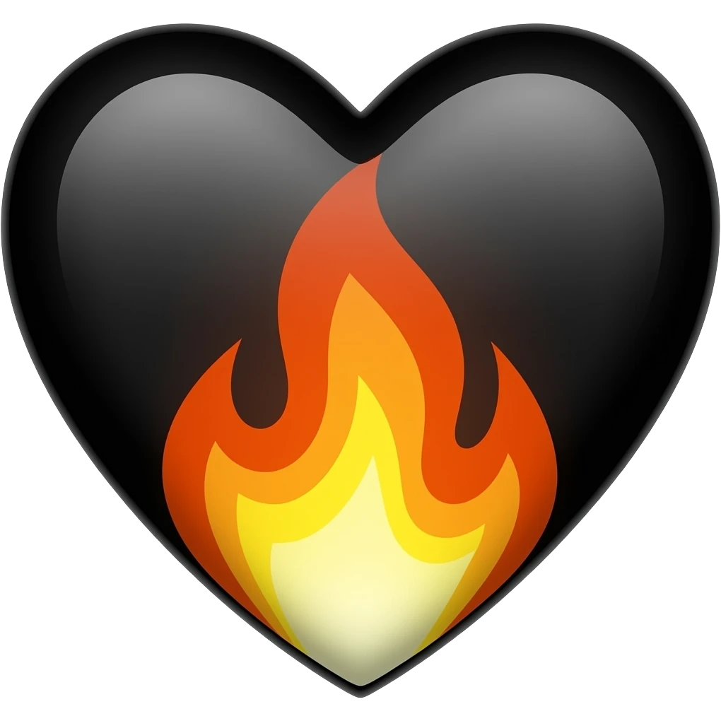 Fire on black heart emoji