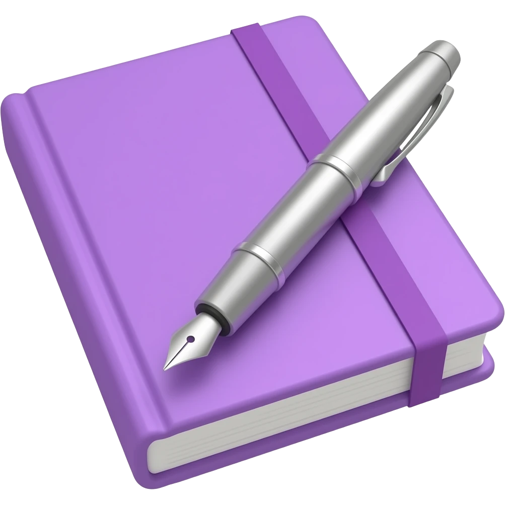 light purple journal with pen emoji