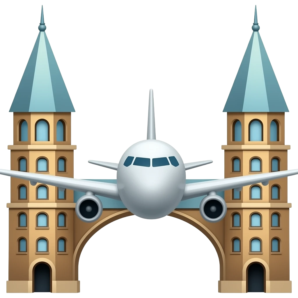 İki kulenin tam arasından yatay bir uçak geçsin emoji