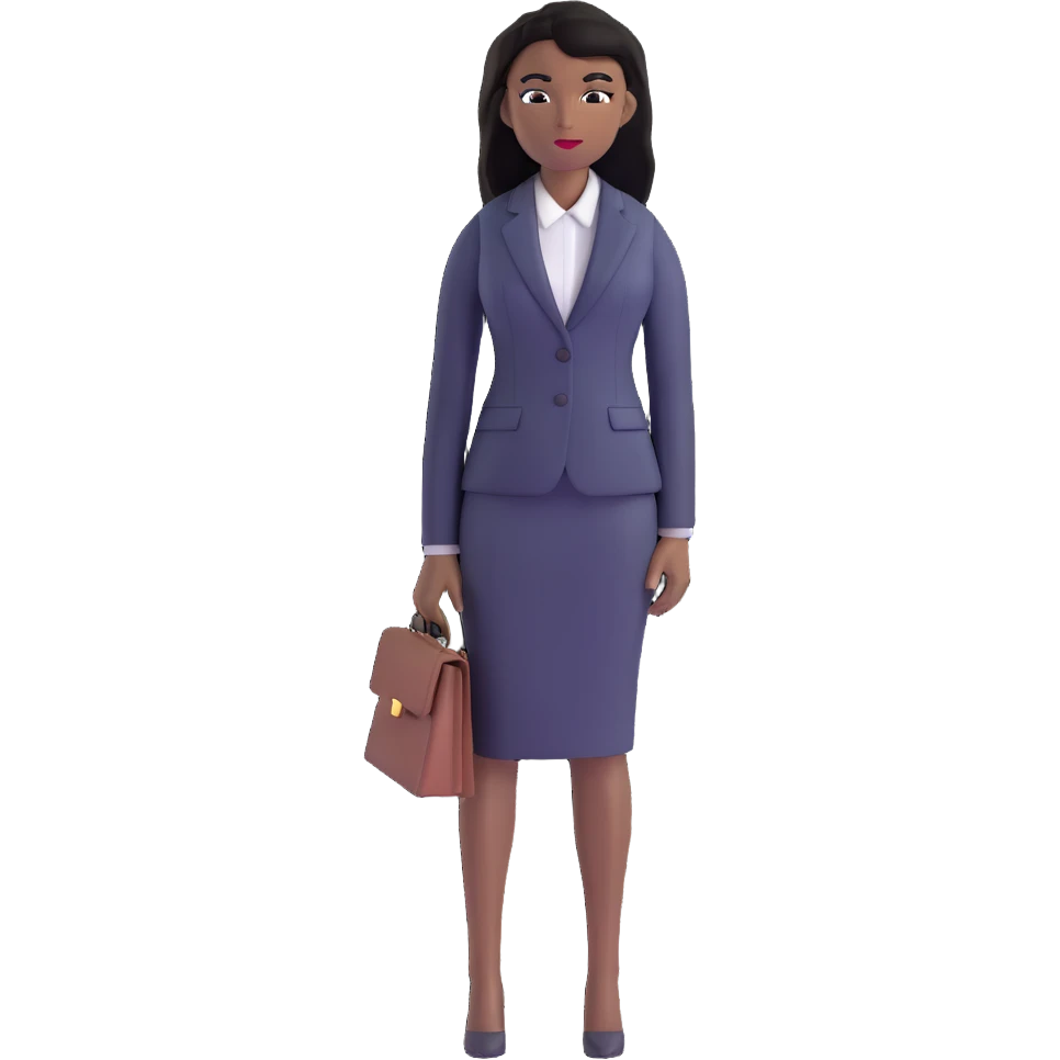 Accomplished African female executive with long straight black hair, sharp business attire, commanding presence emoji
