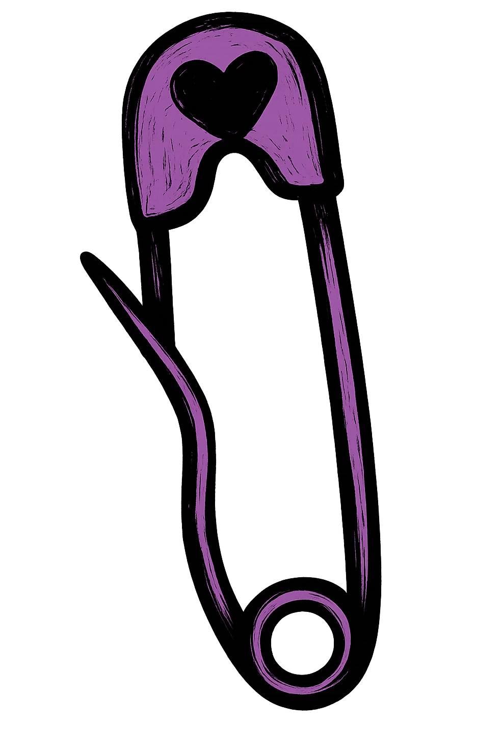 emo style black and purple safety pin, no background emoji