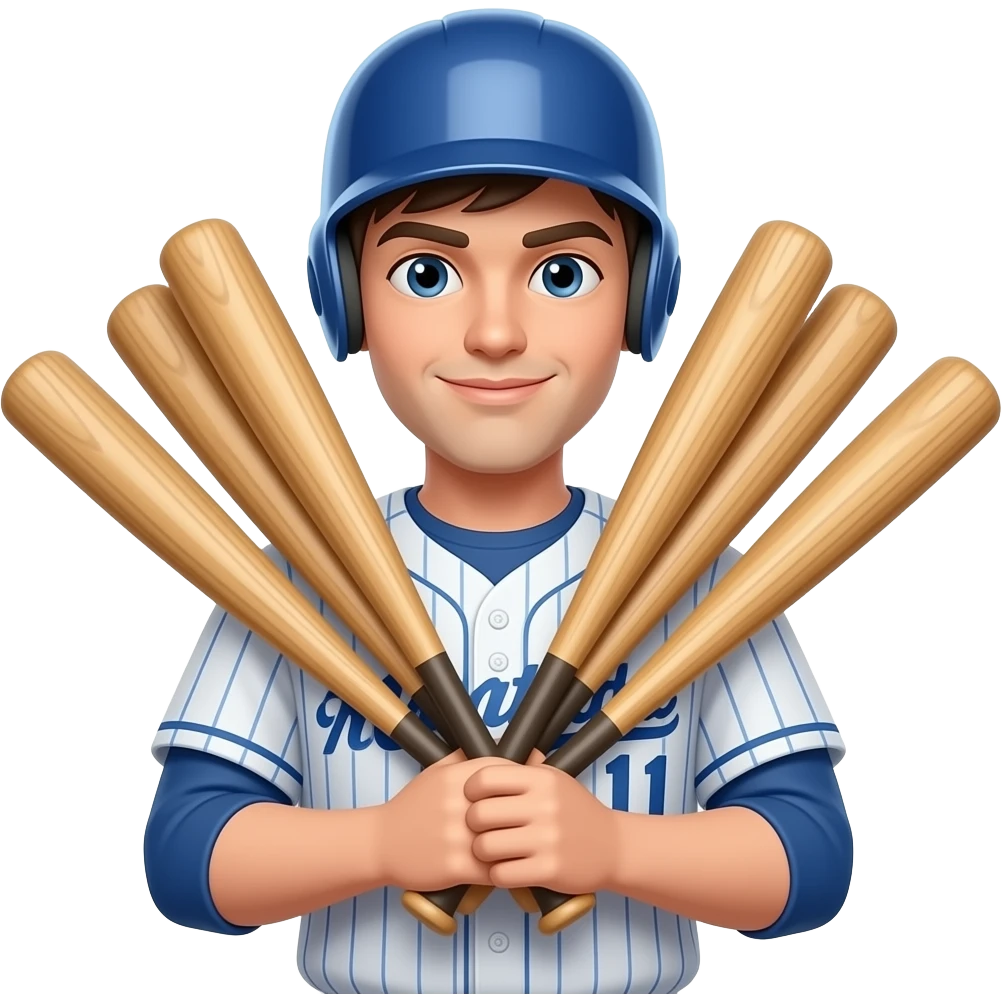 holding seventeen baseball bats emoji