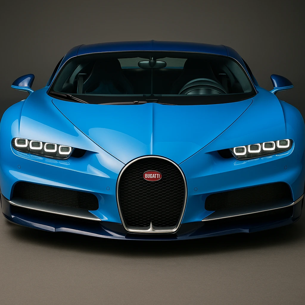 Bugatti Chiron luxury sports car front view detailed vibrant colors emoji